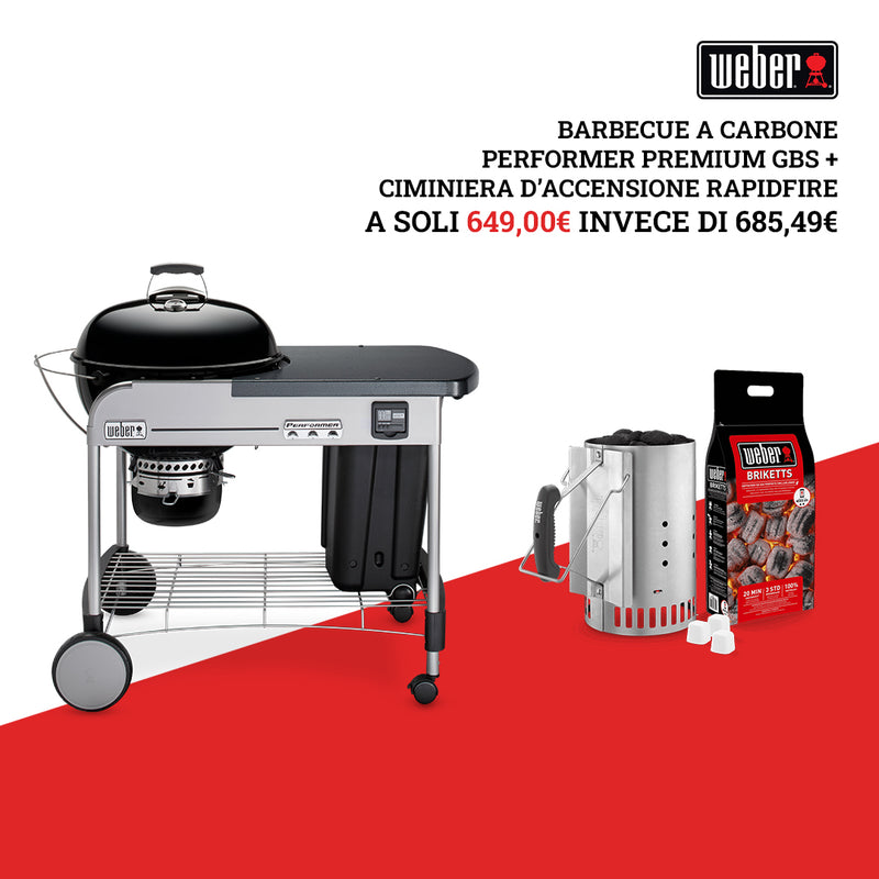 Carica immagine in Galleria Viewer, Barbecue a carbone Performer Premium GBS 57 cm +Set ciminiera Rapidfire in Omaggio
